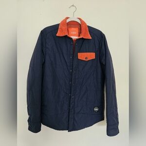 Thirty Two Men's Navy Jacket with Cordory Collar Button Front Snowboarding | S